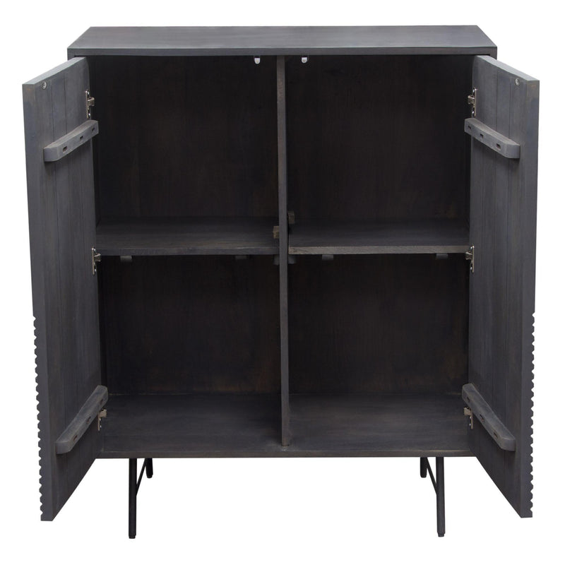 Neo 2-Door Solid Mango Wood High Cabinet in Smoke Grey Finish w/ Gun Metal Finished Base by Diamond Sofa - Furniture City (CA)l