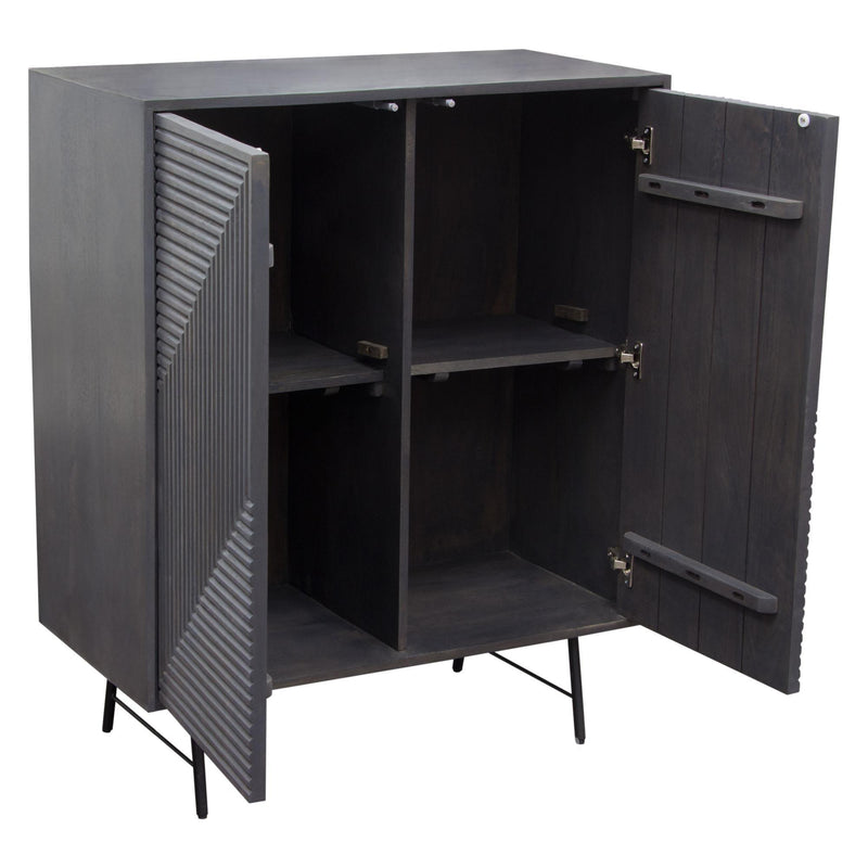 Neo 2-Door Solid Mango Wood High Cabinet in Smoke Grey Finish w/ Gun Metal Finished Base by Diamond Sofa - Furniture City (CA)l