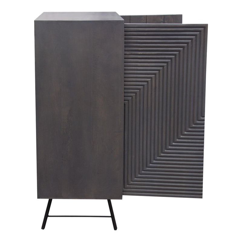 Neo 2-Door Solid Mango Wood High Cabinet in Smoke Grey Finish w/ Gun Metal Finished Base by Diamond Sofa - Furniture City (CA)l