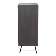 Neo 2-Door Solid Mango Wood High Cabinet in Smoke Grey Finish w/ Gun Metal Finished Base by Diamond Sofa - Furniture City (CA)l