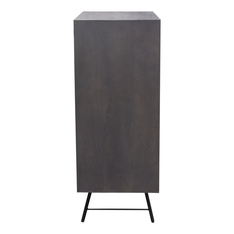 Neo 2-Door Solid Mango Wood High Cabinet in Smoke Grey Finish w/ Gun Metal Finished Base by Diamond Sofa - Furniture City (CA)l
