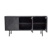 Neo 3-Door Solid Mango Wood Sideboard in Smoke Grey Finish w/ Gun Metal Finished Base by Diamond Sofa - Furniture City (CA)l
