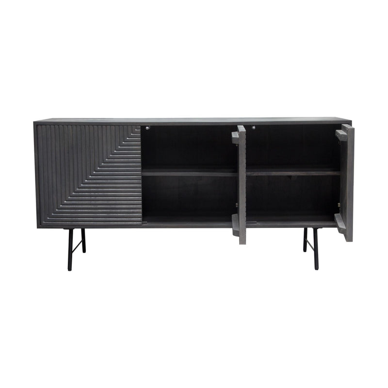 Neo 3-Door Solid Mango Wood Sideboard in Smoke Grey Finish w/ Gun Metal Finished Base by Diamond Sofa - Furniture City (CA)l