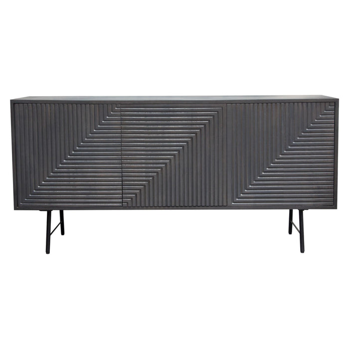 Neo 3-Door Solid Mango Wood Sideboard in Smoke Grey Finish w/ Gun Metal Finished Base by Diamond Sofa
