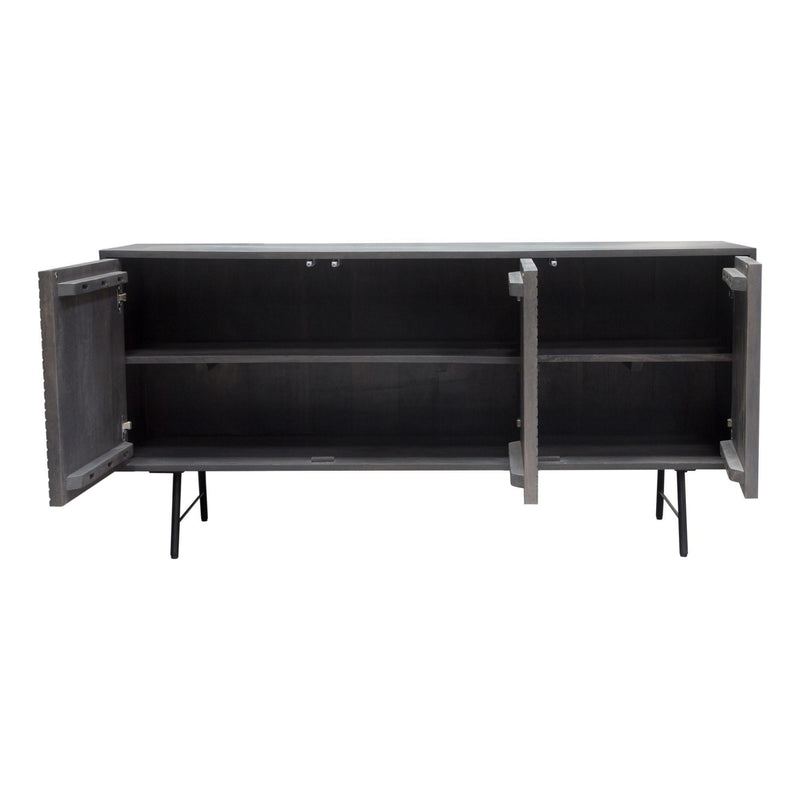 Neo 3-Door Solid Mango Wood Sideboard in Smoke Grey Finish w/ Gun Metal Finished Base by Diamond Sofa - Furniture City (CA)l