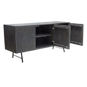 Neo 3-Door Solid Mango Wood Sideboard in Smoke Grey Finish w/ Gun Metal Finished Base by Diamond Sofa - Furniture City (CA)l