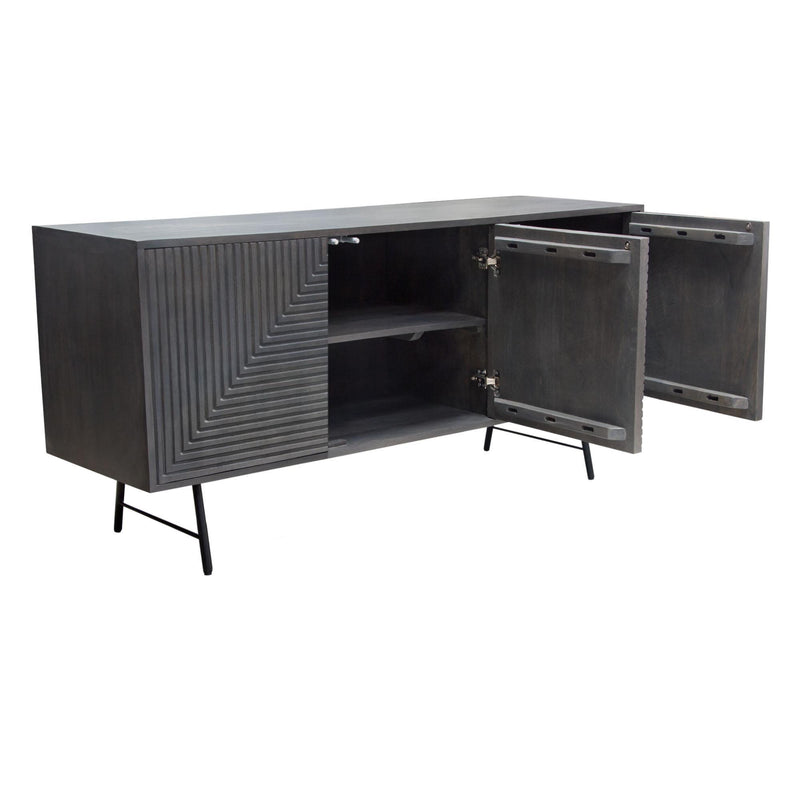 Neo 3-Door Solid Mango Wood Sideboard in Smoke Grey Finish w/ Gun Metal Finished Base by Diamond Sofa - Furniture City (CA)l