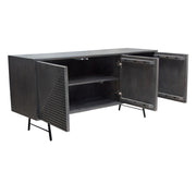 Neo 3-Door Solid Mango Wood Sideboard in Smoke Grey Finish w/ Gun Metal Finished Base by Diamond Sofa - Furniture City (CA)l