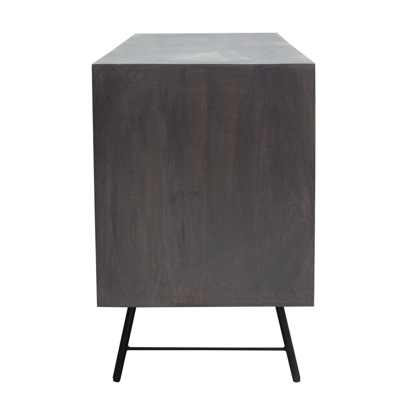 Neo 3-Door Solid Mango Wood Sideboard in Smoke Grey Finish w/ Gun Metal Finished Base by Diamond Sofa - Furniture City (CA)l