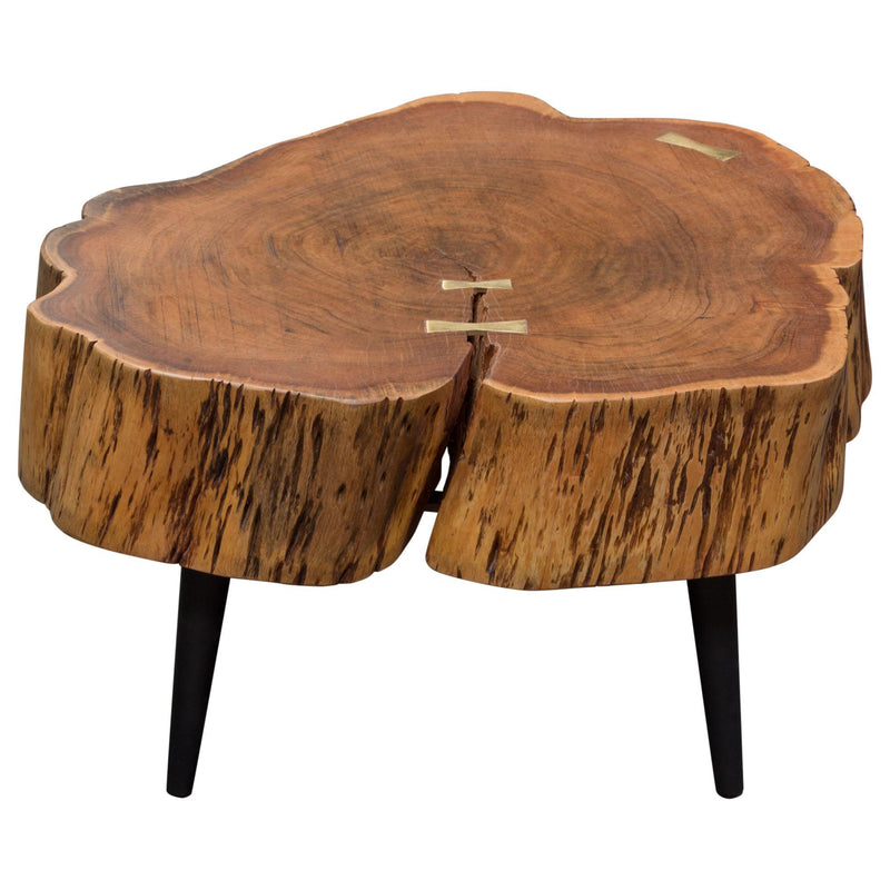 Panorama Natural Acacia One of a Kind Cocktail Table w/ Live Edge & Black Iron Legs by Diamond Sofa - Furniture City (CA)l