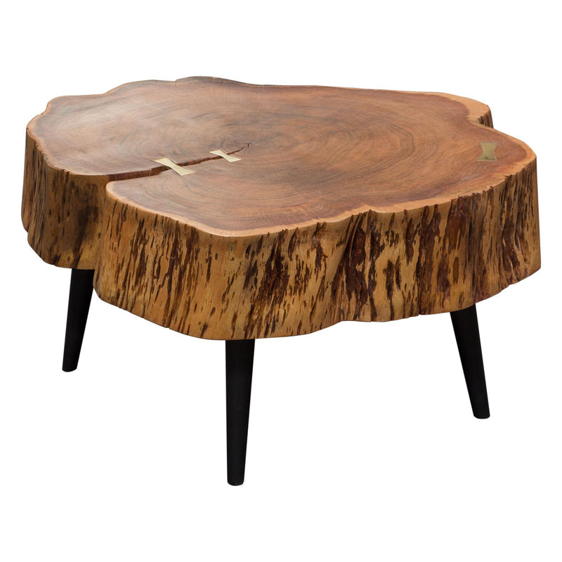 Panorama Natural Acacia One of a Kind Cocktail Table w/ Live Edge & Black Iron Legs by Diamond Sofa - Furniture City (CA)l