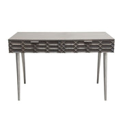 Petra Solid Mango Wood 2-Drawer Writing Desk in Smoke Grey Finish w/ Nickel Legs by Diamond Sofa - Furniture City (CA)l