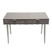 Petra Solid Mango Wood 2-Drawer Writing Desk in Smoke Grey Finish w/ Nickel Legs by Diamond Sofa - Furniture City (CA)l