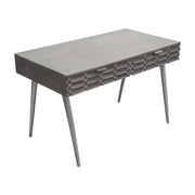 Petra Solid Mango Wood 2-Drawer Writing Desk in Smoke Grey Finish w/ Nickel Legs by Diamond Sofa - Furniture City (CA)l