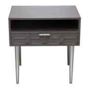 Petra Solid Mango Wood 1-Drawer Accent Table in Smoke Grey Finish w/ Nickel Legs by Diamond Sofa - Furniture City (CA)l
