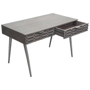 Petra Solid Mango Wood 2-Drawer Writing Desk in Smoke Grey Finish w/ Nickel Legs by Diamond Sofa - Furniture City (CA)l