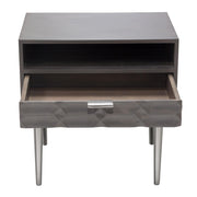 Petra Solid Mango Wood 1-Drawer Accent Table in Smoke Grey Finish w/ Nickel Legs by Diamond Sofa - Furniture City (CA)l