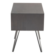 Petra Solid Mango Wood 1-Drawer Accent Table in Smoke Grey Finish w/ Nickel Legs by Diamond Sofa - Furniture City (CA)l