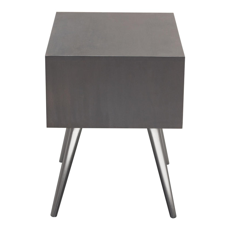 Petra Solid Mango Wood 1-Drawer Accent Table in Smoke Grey Finish w/ Nickel Legs by Diamond Sofa - Furniture City (CA)l