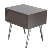 Petra Solid Mango Wood 1-Drawer Accent Table in Smoke Grey Finish w/ Nickel Legs by Diamond Sofa - Furniture City (CA)l