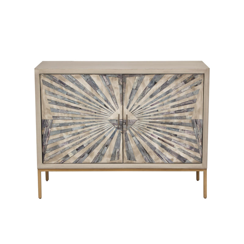 Prisma 2-Door Accent Cabinet w/ Dyed Bone Inlay Sunburst w/ Brass Legs by Diamond Sofa - Furniture City (CA)l