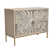 Prisma 2-Door Accent Cabinet w/ Dyed Bone Inlay Sunburst w/ Brass Legs by Diamond Sofa - Furniture City (CA)l