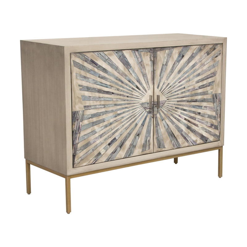 Prisma 2-Door Accent Cabinet w/ Dyed Bone Inlay Sunburst w/ Brass Legs by Diamond Sofa - Furniture City (CA)l