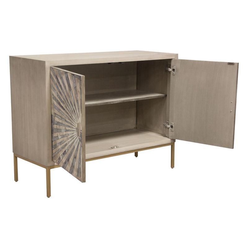 Prisma 2-Door Accent Cabinet w/ Dyed Bone Inlay Sunburst w/ Brass Legs by Diamond Sofa - Furniture City (CA)l