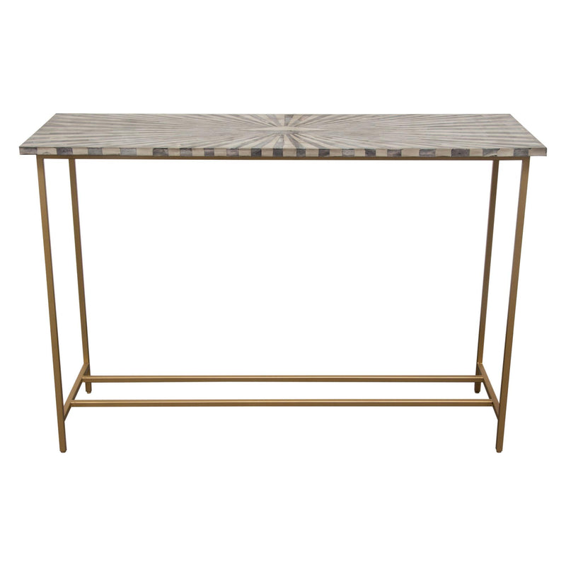Prisma Console Table w/ Dyed Bone Inlay Sunburst Top & Brass Legs by Diamond Sofa - Furniture City (CA)l