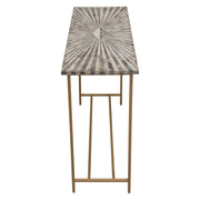 Prisma Console Table w/ Dyed Bone Inlay Sunburst Top & Brass Legs by Diamond Sofa - Furniture City (CA)l