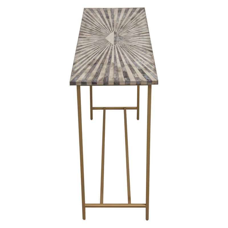 Prisma Console Table w/ Dyed Bone Inlay Sunburst Top & Brass Legs by Diamond Sofa - Furniture City (CA)l