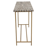 Prisma Console Table w/ Dyed Bone Inlay Sunburst Top & Brass Legs by Diamond Sofa - Furniture City (CA)l