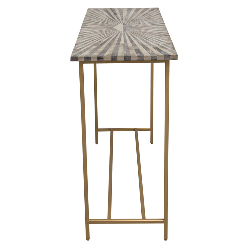 Prisma Console Table w/ Dyed Bone Inlay Sunburst Top & Brass Legs by Diamond Sofa - Furniture City (CA)l
