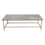 Prisma Cocktail Table w/ Dyed Bone Inlay Sunburst Top & Brass Legs by Diamond Sofa - Furniture City (CA)l