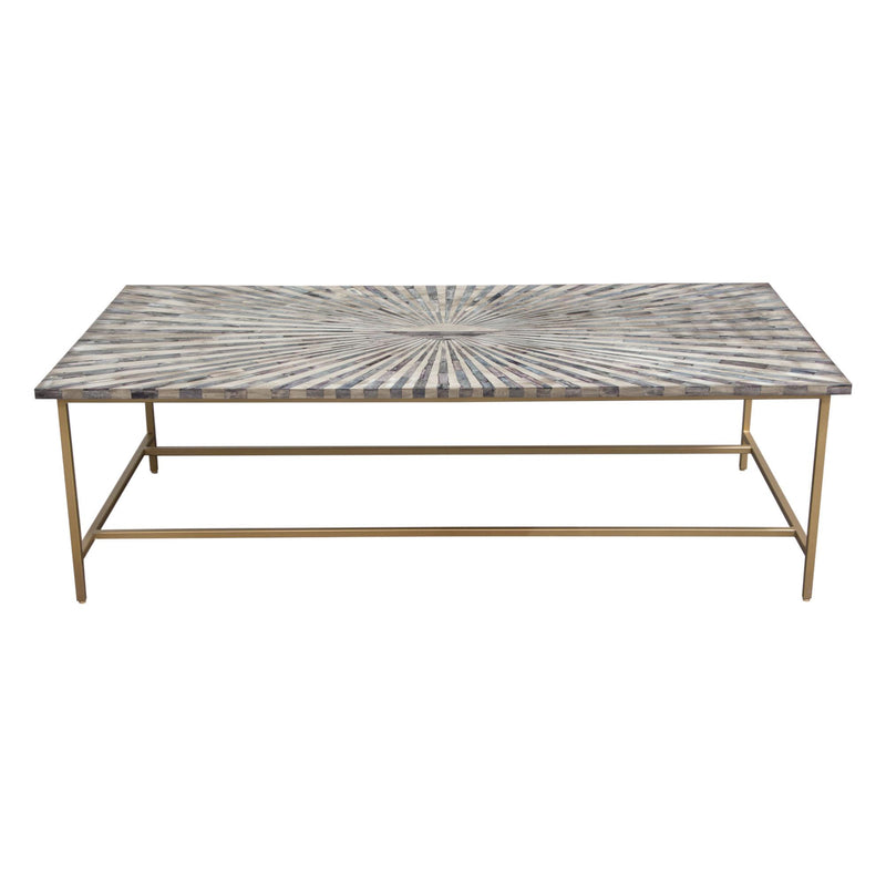 Prisma Cocktail Table w/ Dyed Bone Inlay Sunburst Top & Brass Legs by Diamond Sofa - Furniture City (CA)l
