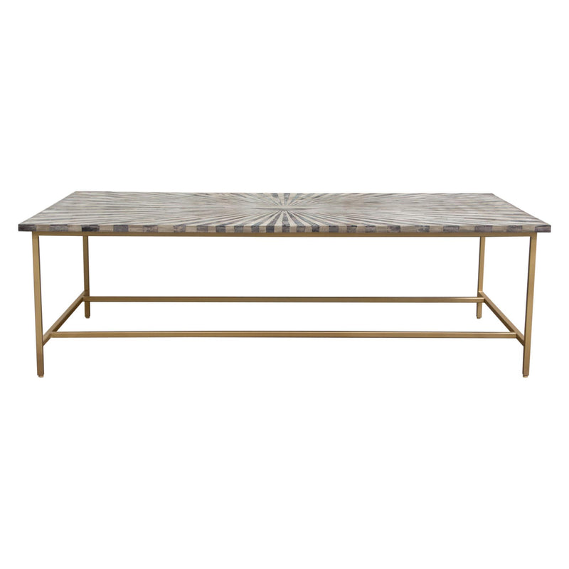 Prisma Cocktail Table w/ Dyed Bone Inlay Sunburst Top & Brass Legs by Diamond Sofa - Furniture City (CA)l