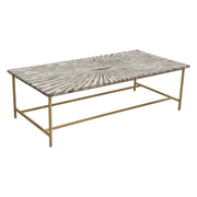 Prisma Cocktail Table w/ Dyed Bone Inlay Sunburst Top & Brass Legs by Diamond Sofa - Furniture City (CA)l