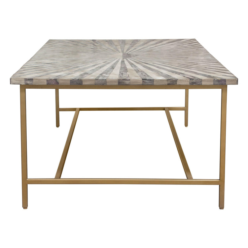 Prisma Cocktail Table w/ Dyed Bone Inlay Sunburst Top & Brass Legs by Diamond Sofa - Furniture City (CA)l