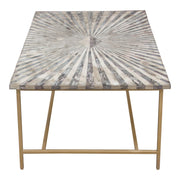 Prisma Cocktail Table w/ Dyed Bone Inlay Sunburst Top & Brass Legs by Diamond Sofa - Furniture City (CA)l