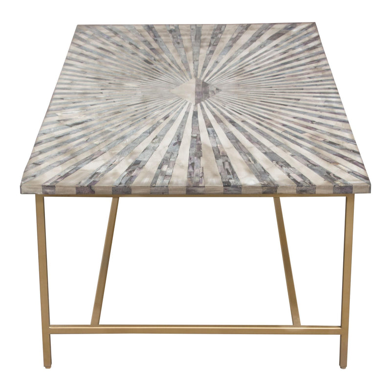Prisma Cocktail Table w/ Dyed Bone Inlay Sunburst Top & Brass Legs by Diamond Sofa - Furniture City (CA)l