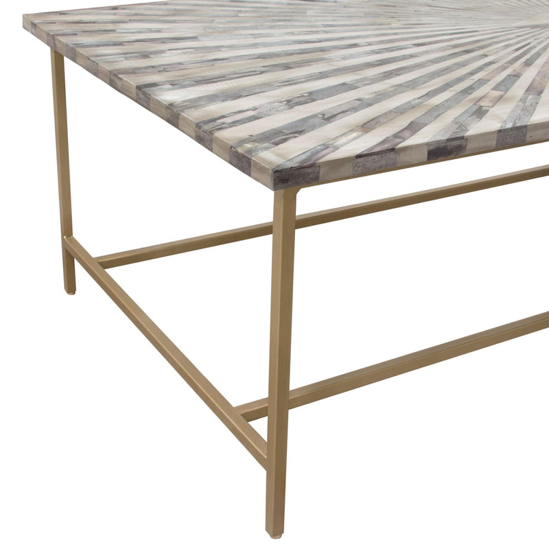 Prisma Cocktail Table w/ Dyed Bone Inlay Sunburst Top & Brass Legs by Diamond Sofa - Furniture City (CA)l