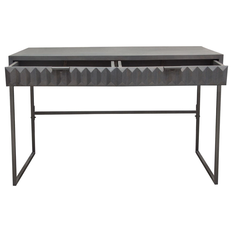 Spectrum 2-Drawer Solid Mango Wood Desk in Smoke Grey Finish w/ Gun Metal Finished Legs by Diamond Sofa - Furniture City (CA)l