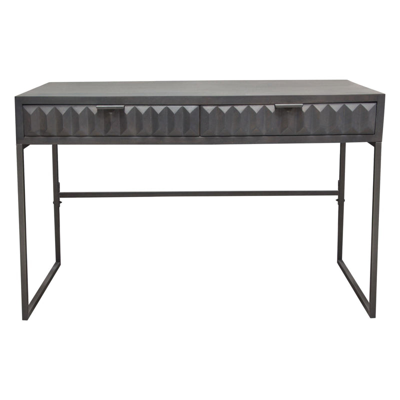 Spectrum 2-Drawer Solid Mango Wood Desk in Smoke Grey Finish w/ Gun Metal Finished Legs by Diamond Sofa - Furniture City (CA)l