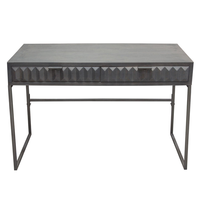 Spectrum 2-Drawer Solid Mango Wood Desk in Smoke Grey Finish w/ Gun Metal Finished Legs by Diamond Sofa - Furniture City (CA)l