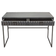Spectrum 2-Drawer Solid Mango Wood Desk in Smoke Grey Finish w/ Gun Metal Finished Legs by Diamond Sofa - Furniture City (CA)l