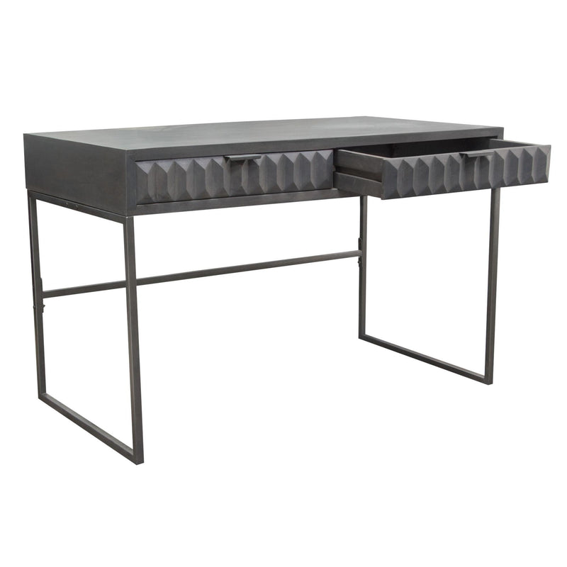 Spectrum 2-Drawer Solid Mango Wood Desk in Smoke Grey Finish w/ Gun Metal Finished Legs by Diamond Sofa - Furniture City (CA)l