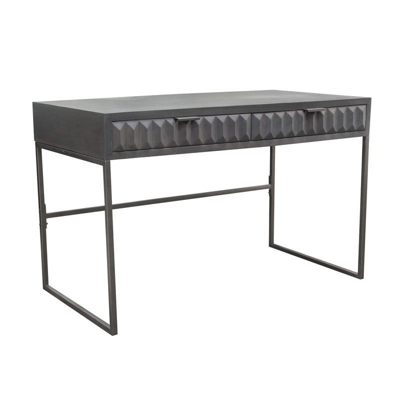 Spectrum 2-Drawer Solid Mango Wood Desk in Smoke Grey Finish w/ Gun Metal Finished Legs by Diamond Sofa - Furniture City (CA)l