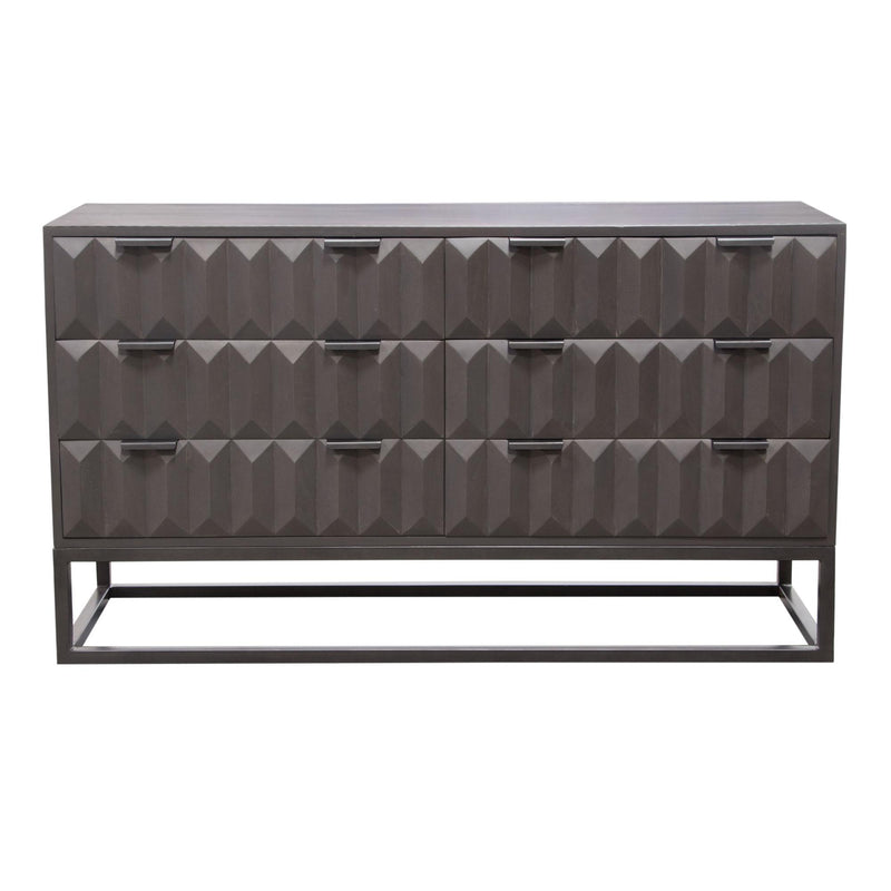 Spectrum 6-Drawer Solid Mango Wood Dresser in Smoke Grey Finish w/ Gun Metal Finished Legs by Diamond Sofa - Furniture City (CA)l