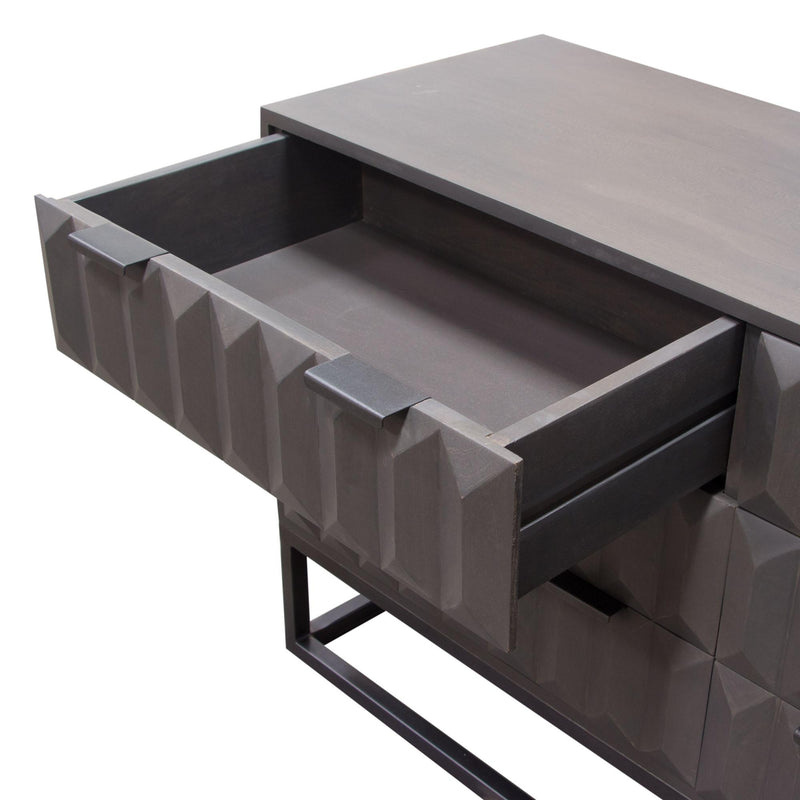 Spectrum 6-Drawer Solid Mango Wood Dresser in Smoke Grey Finish w/ Gun Metal Finished Legs by Diamond Sofa - Furniture City (CA)l