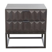 Spectrum 2-Drawer Solid Mango Wood Accent Table in Smoke Grey Finish w/ Gun Metal Finished Legs by Diamond Sofa - Furniture City (CA)l